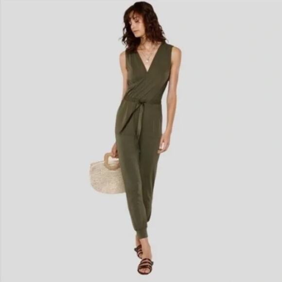 Heartloom Pants - Heartloom Sage Sleeveless Green Elastic Waist Jumpsuit Large
